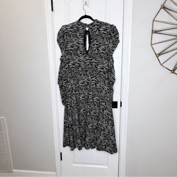 Anthropologie Puff-Sleeved Jacquard Midi Dress Size XL - Picture 5 of 12